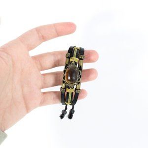 *Rope Orange Gemstone Adjustable Bracelet